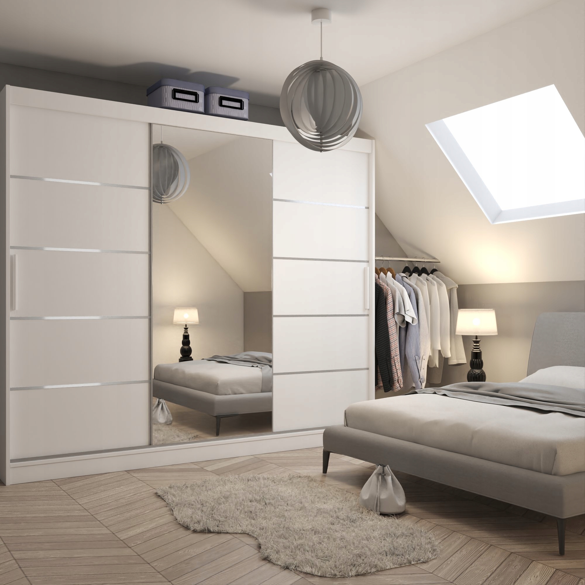 Szafa przesuwna z lustrem SZUFLADY 232 cm Kod producenta MBP VERONA SZP8/0/1W/2W1L/0/KLAL