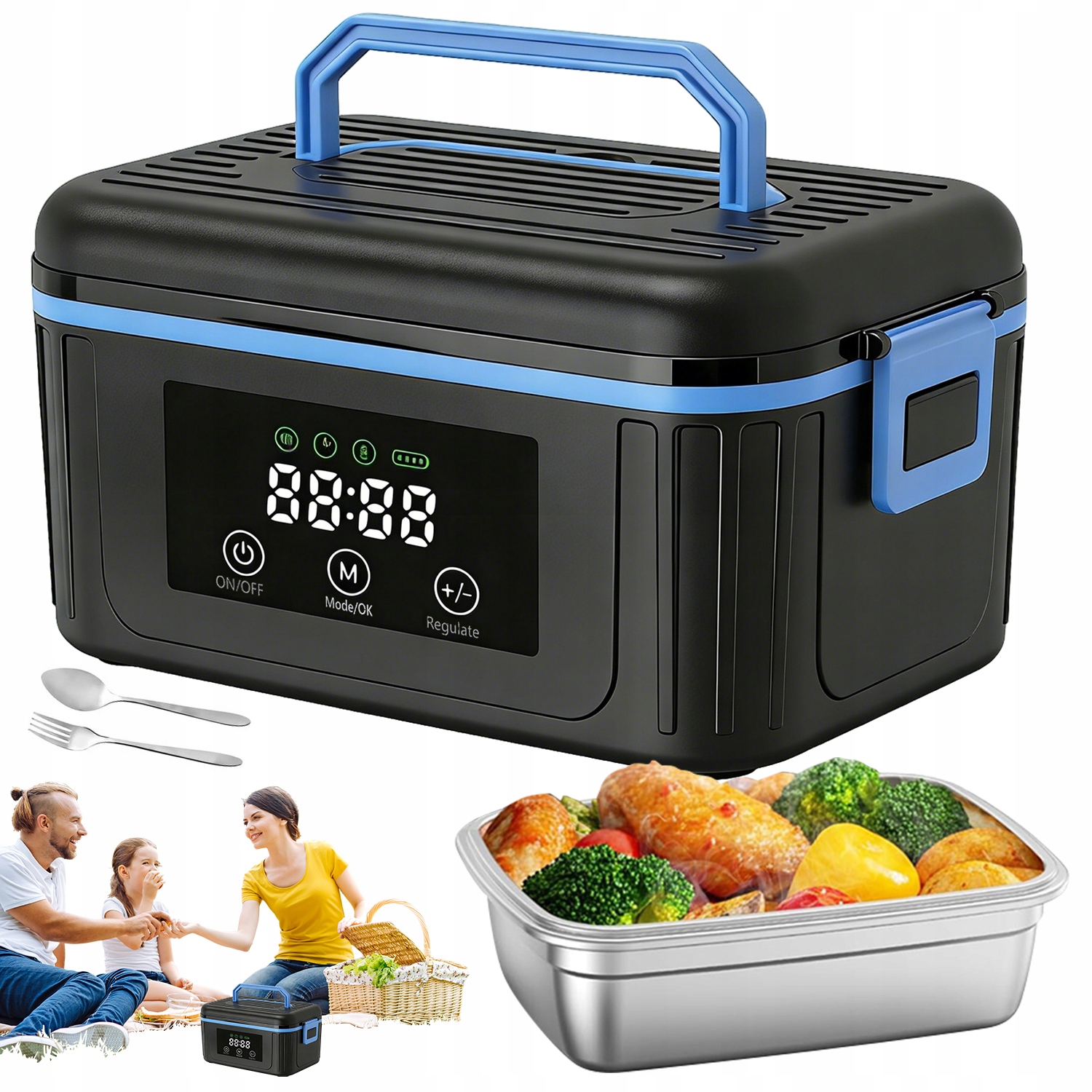 Elektrický Obedový Box Obedový Termobox 60W 1500ML Do Kancelárie Školy Taška