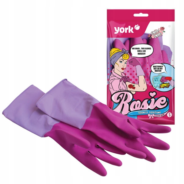 

York Rękawice gumowe uniwersalne L zapachowe Rosie