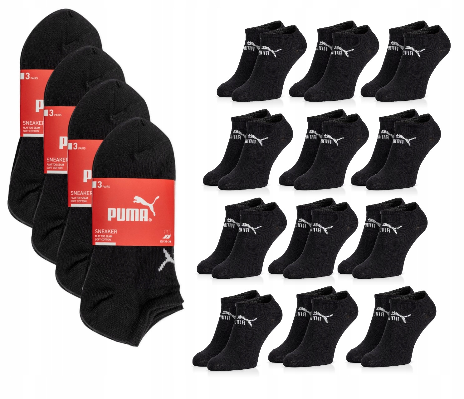 

Skarpety stopki Puma 12 par r. 39/42 czarne