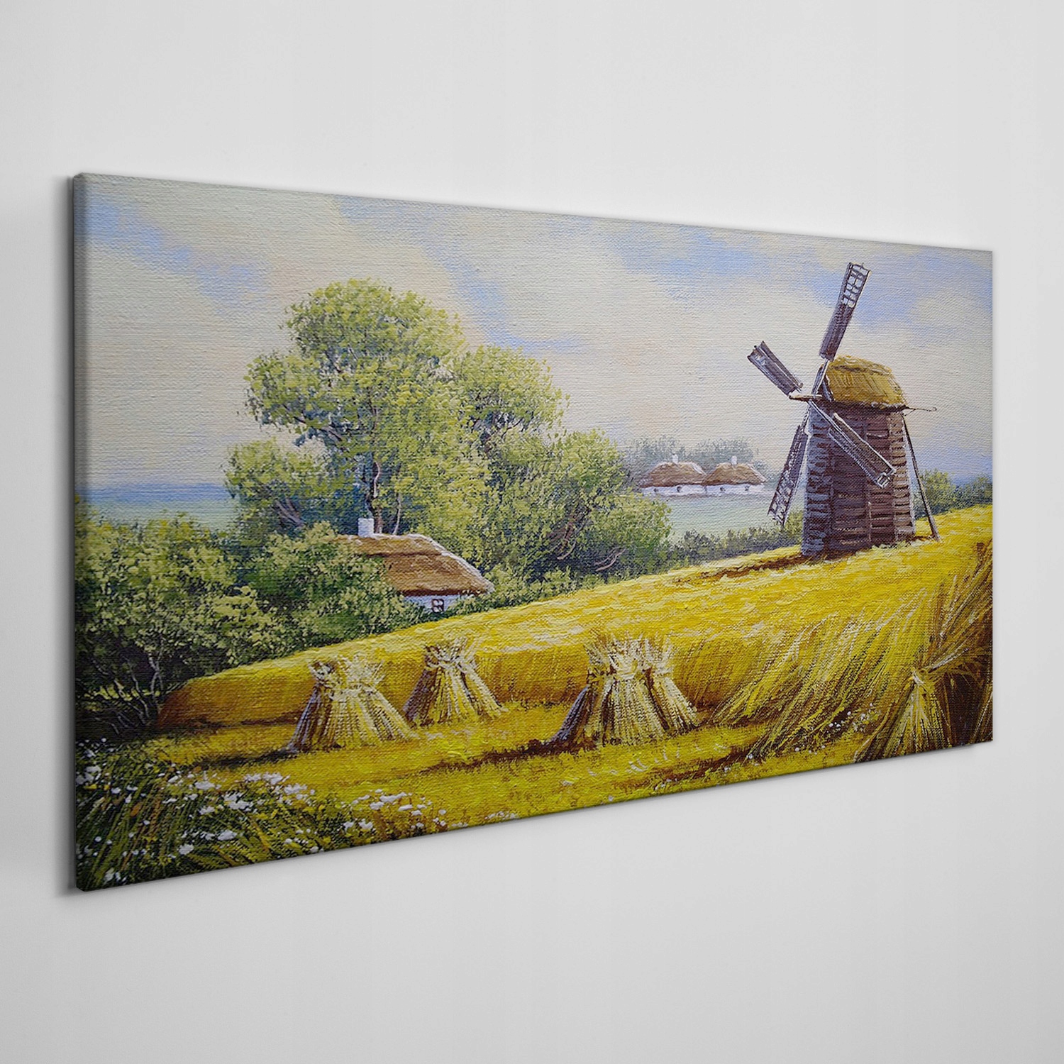 

Obraz na płótnie Malarstwo wieś młyn chaty 140x70