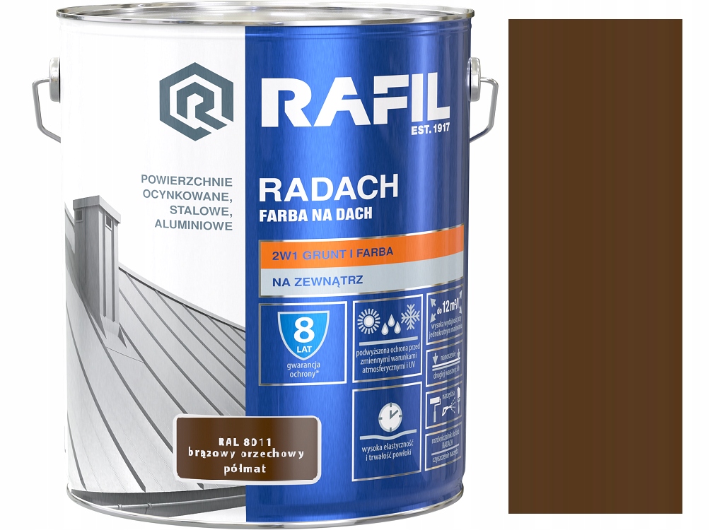 Rafil Radach Farba Na Dach Brąz Orzechechowy Półmat 8011 10L