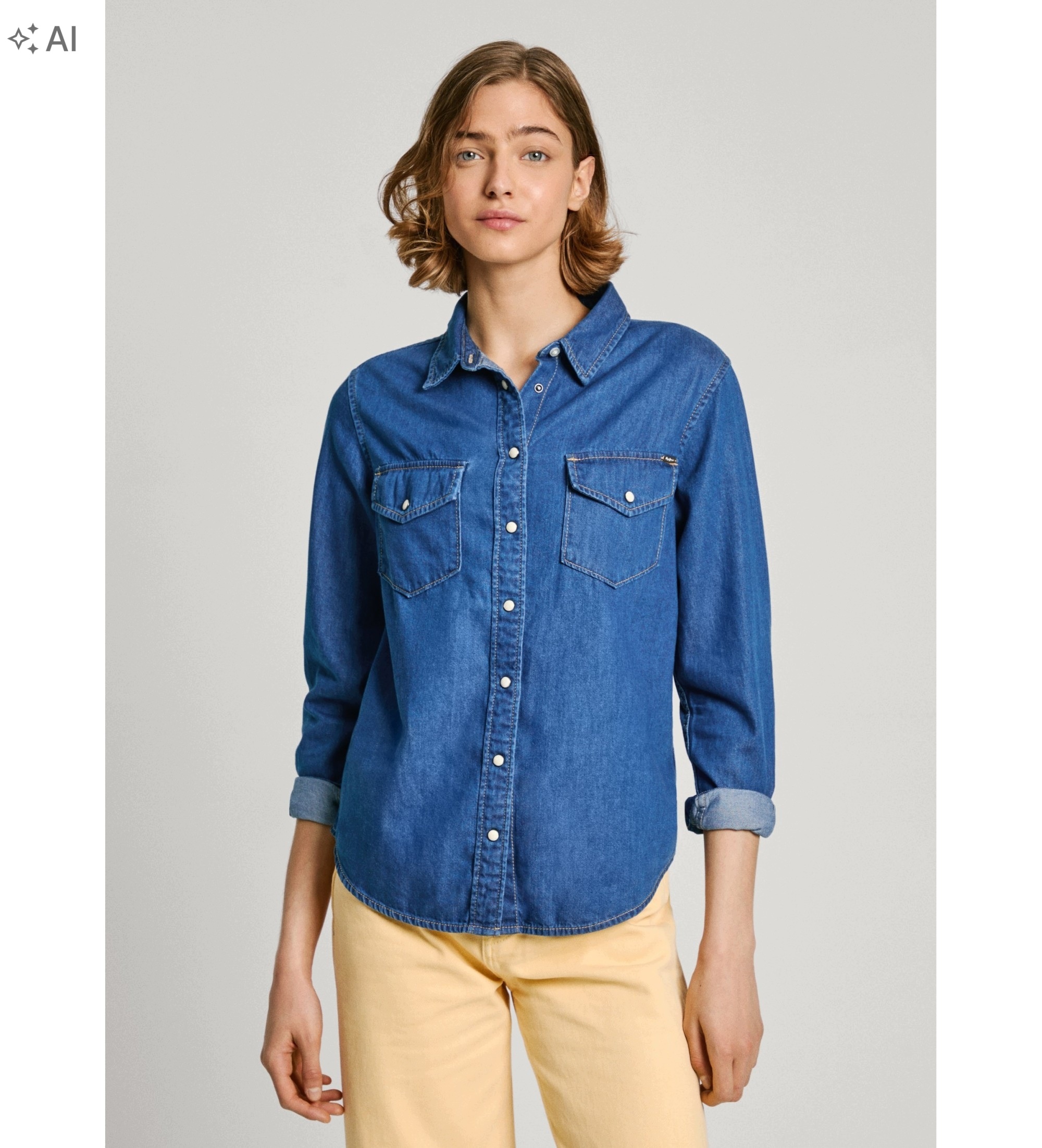 Pepe Jeans Dámská Džínová Košile Modrá S Kapsami A Knoflíky 7G