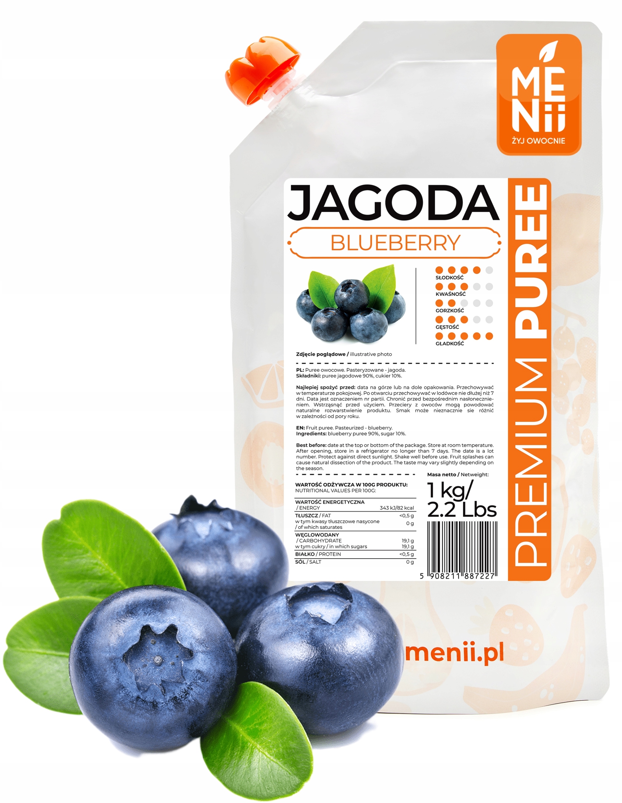 Levně 2x Menii Premium Pyré Borůvka 1 kg