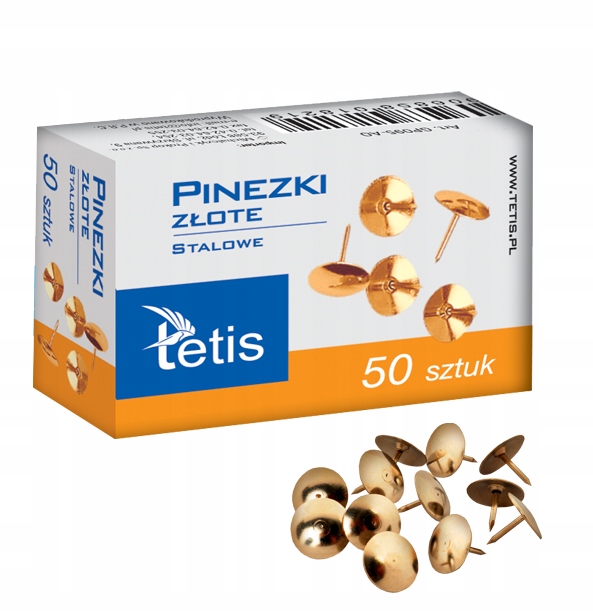 

Pinezki złote tetis 1 opakowanie 50 sztuk