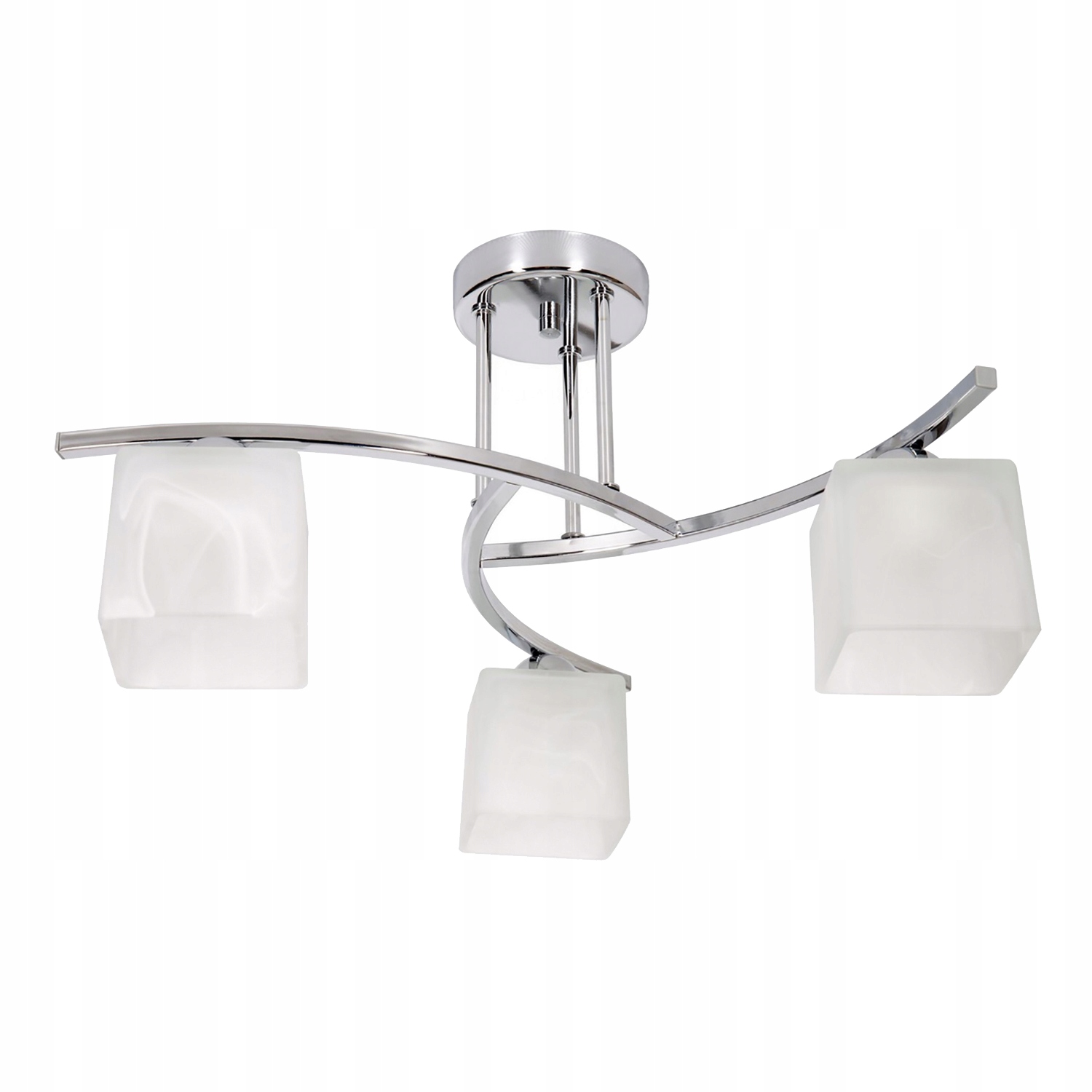 Lampa Sufitowa Wisząca Żyrandol Chrom Nowoczesna do Salonu E27 Biały Klosz