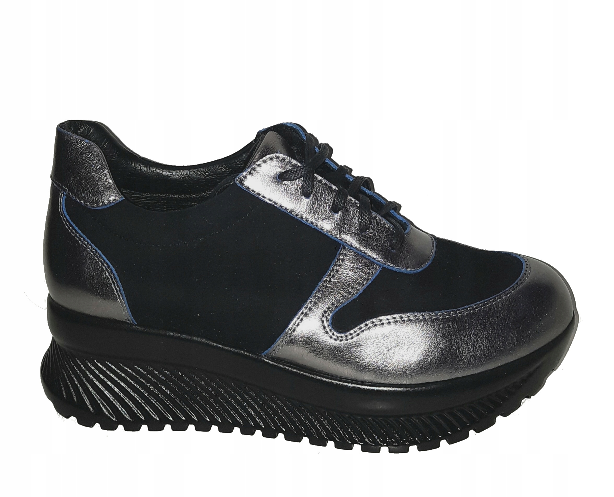 Eska 1943 sneakersy, sportowe skórzane czarne 40