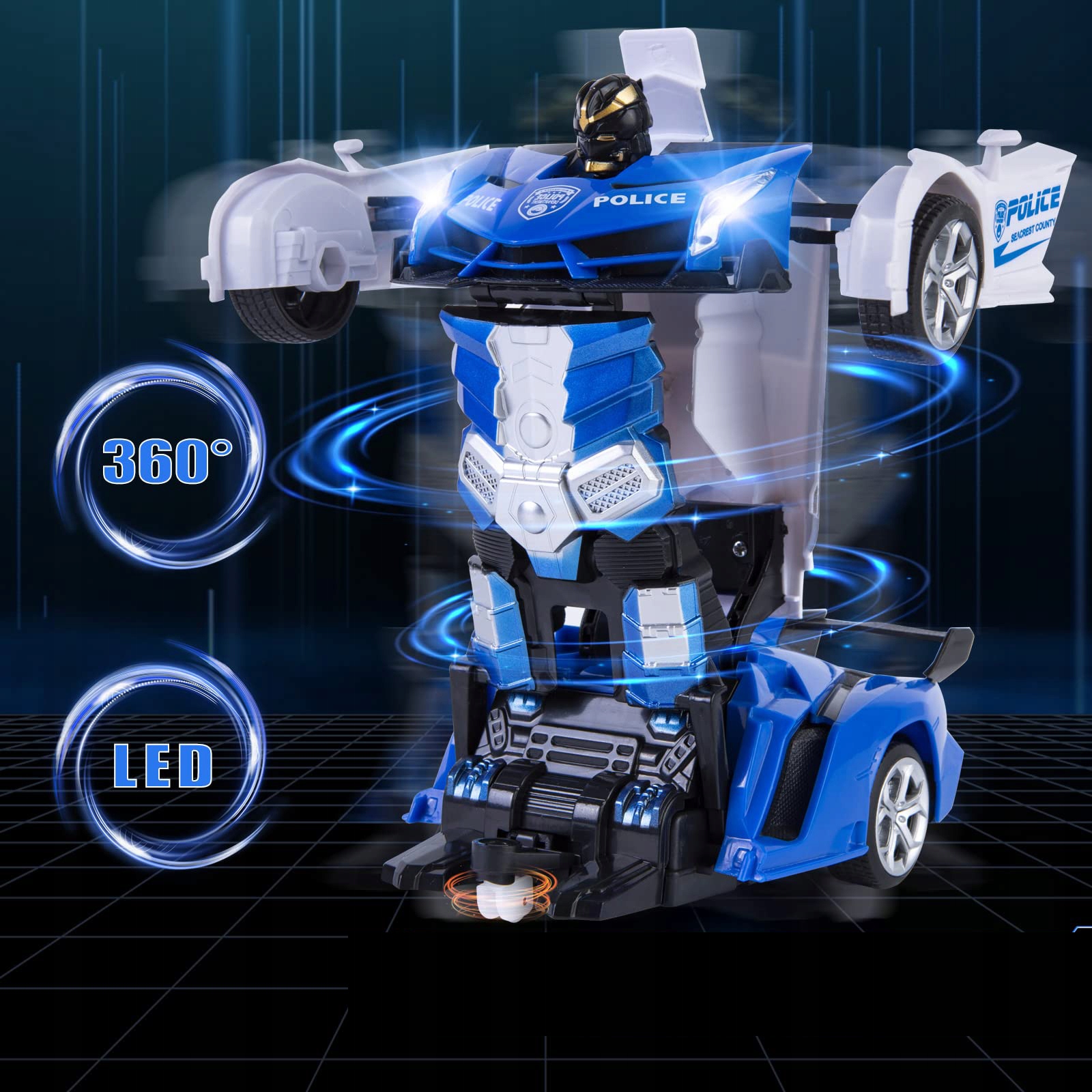 2w1TRANSFORMUJĄCY SAMOCHÓD ROBOT ZDALNIE STEROWANY Materiał plastik