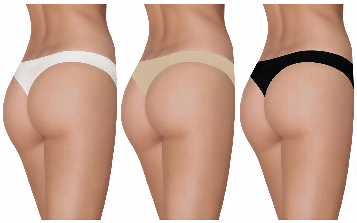 3 X GATTA MINI STRINGI NINI BIAŁE CZARNE NATURAL S