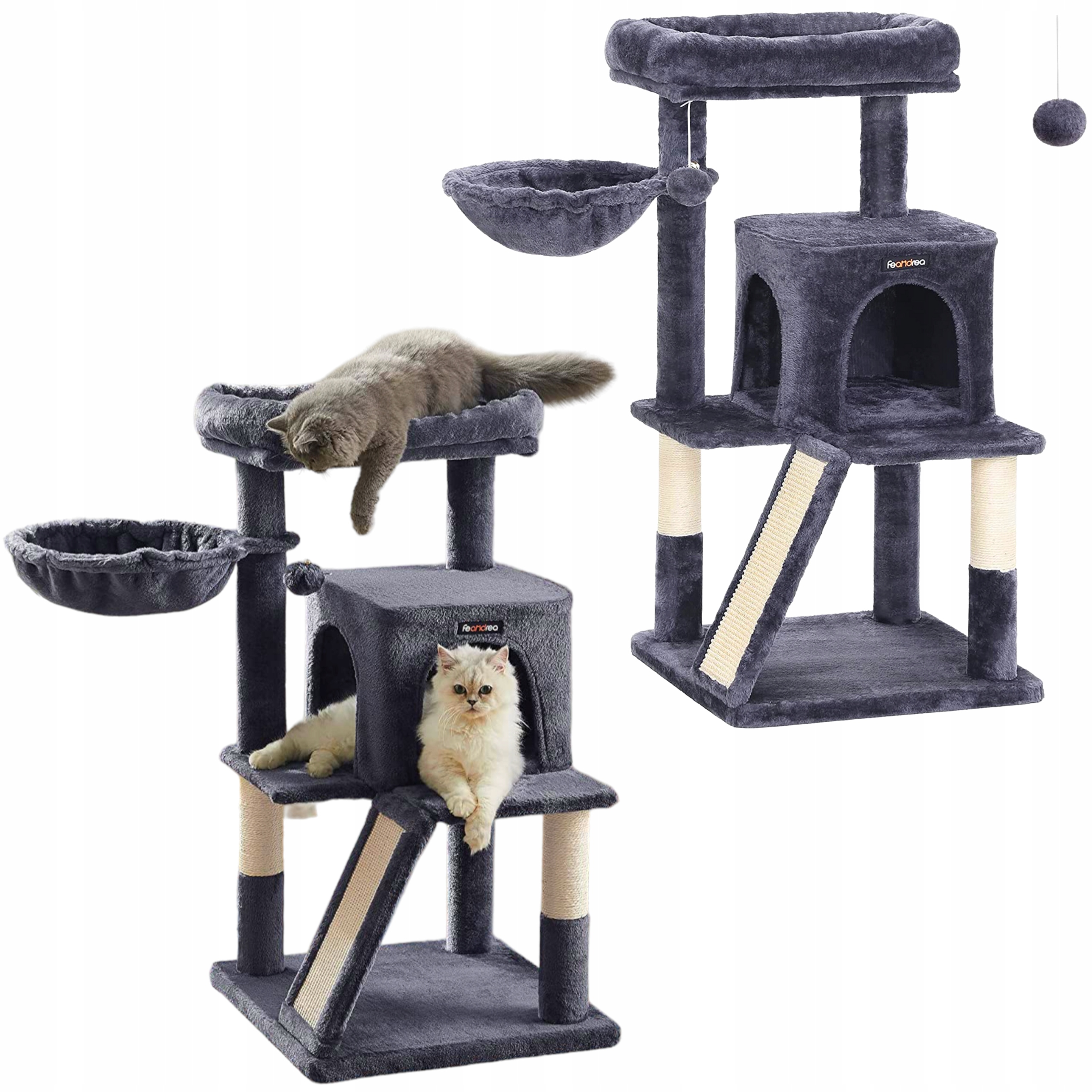 Levně Drapak Pelíšek Škrabací Sloupek Věž Feandrea 96 CM Šedý