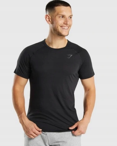 GYMSHARK CZARNA KOSZULKA SPORTOWA MĘSKA S P7B