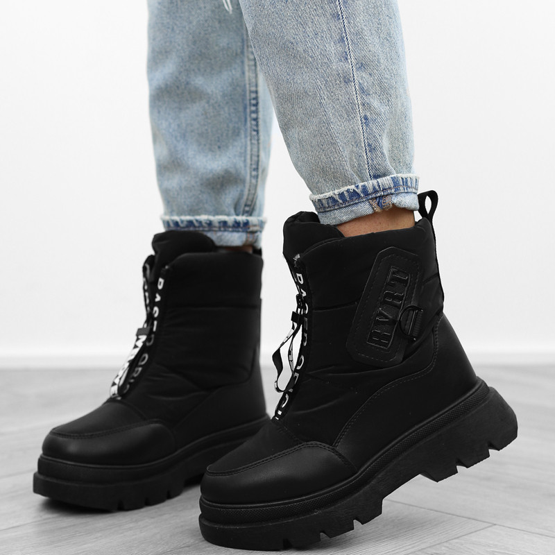 Czarne śniegowce damskie ocieplane napisy 5707 r39 Rozmiar 39