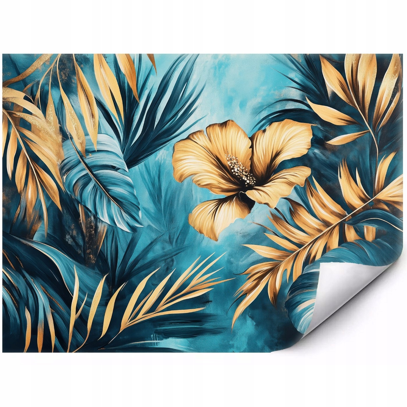 Samoprzylepna Fototapeta na Ścianę Złoty Hibiskus Styl Glamour 300x210 cm