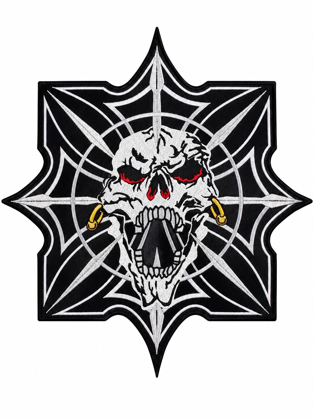 Motocyklová nášivka vyšívaná na záda Gothic Skull Gotická lebka 30x30 cm