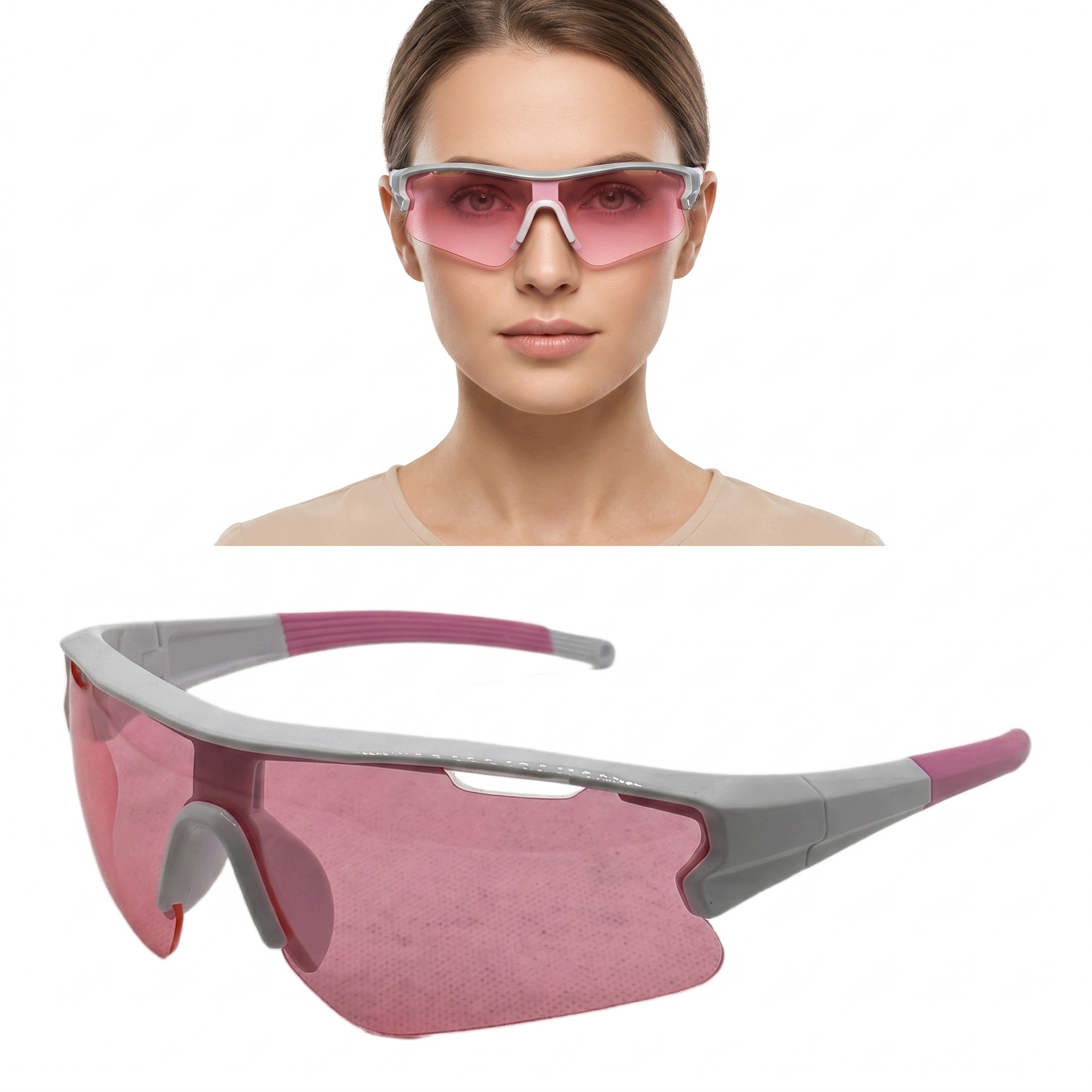 Okulary sportowe damskie Swift UV400 rowerowe do biegania biało różowe