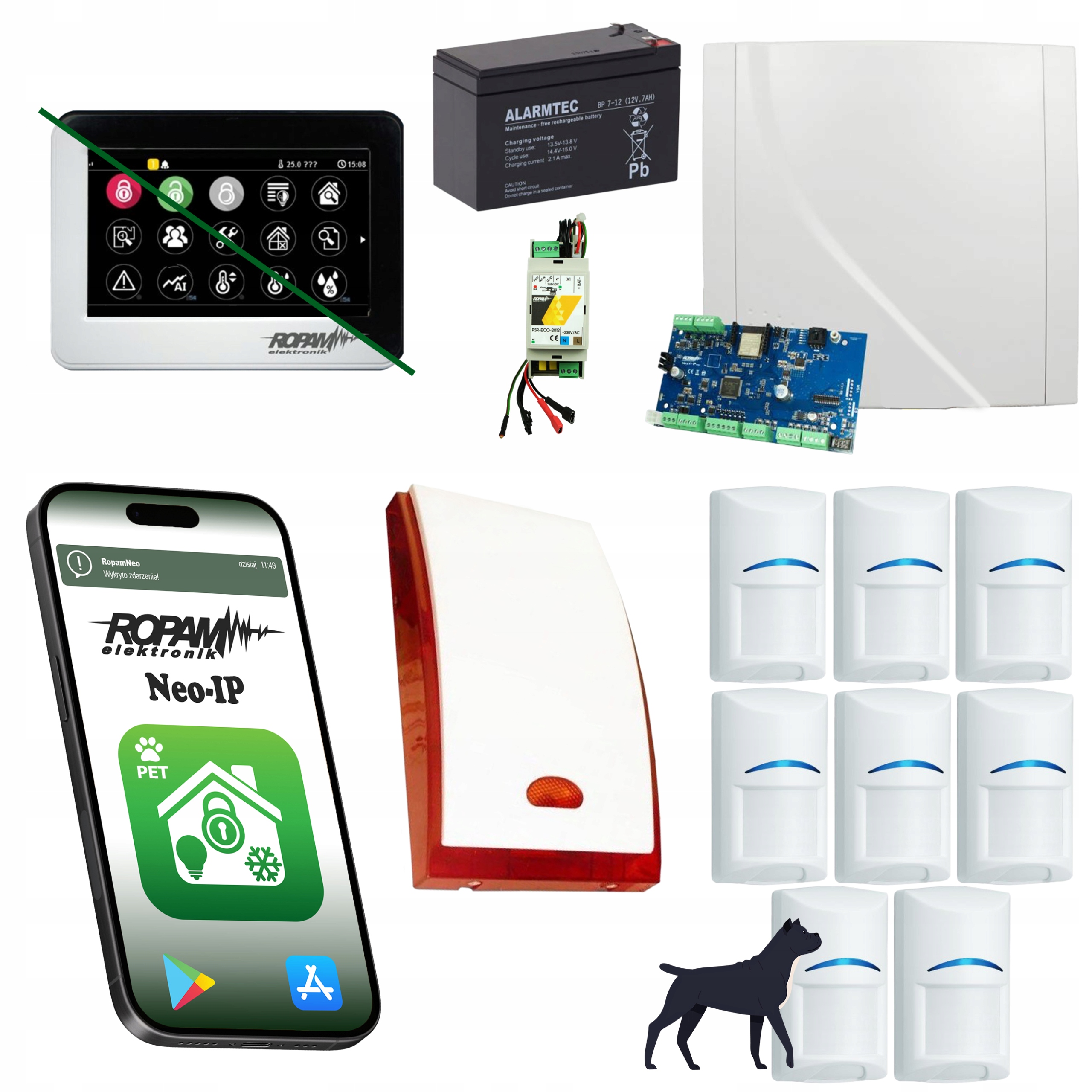 System Alarmowy Domu Ropam Ip Wifi 8 Czujek Bosch Pet Zestaw Alarm Syrena
