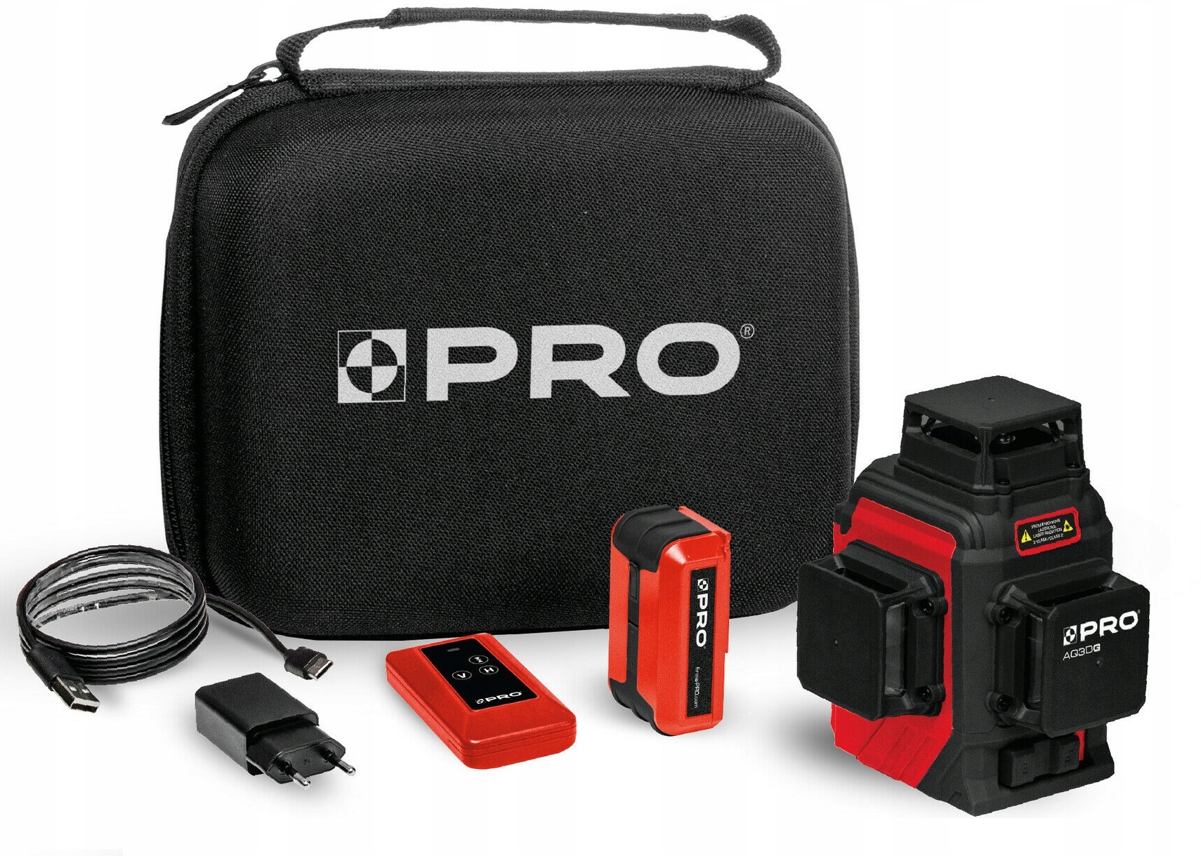 Víceřádkový laser Pro AQ3DR 3x360° Akumulátor Li-ion, Pouzdro, Nabíječka