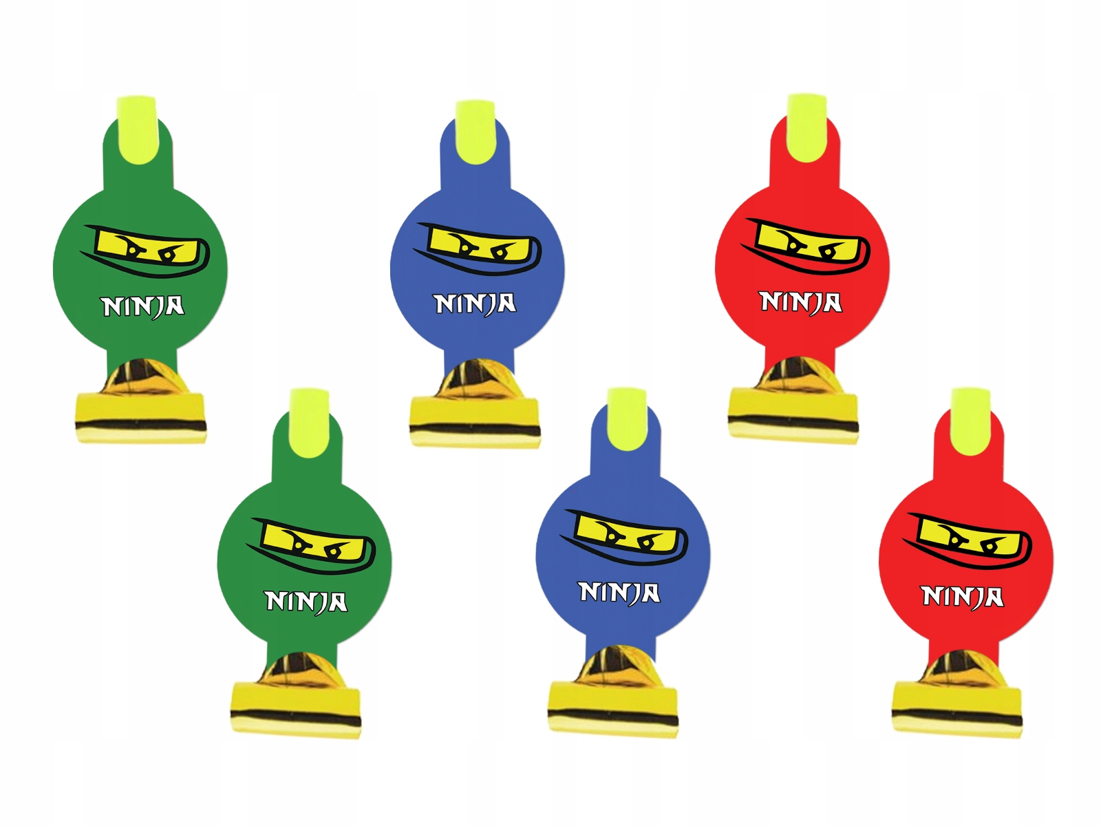 Gwizdki trąbki rozwijane Ninja 6 szt.