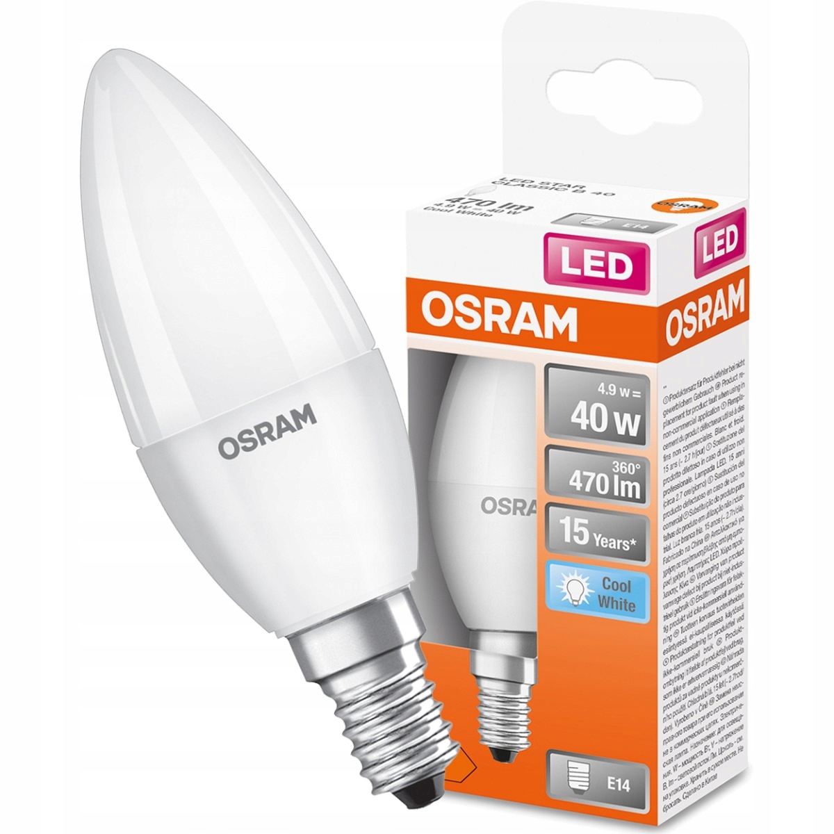 

Żarówka Led Świeczka E14 5,5W 470lm 4000K Osram