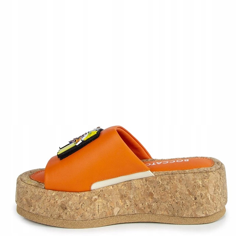 BOCCATO 0137-163.21 POMARAŃCZOWE SKÓRZANE KLAPKI Z OZDOBĄ 37 Oryginalne opakowanie producenta pudełko