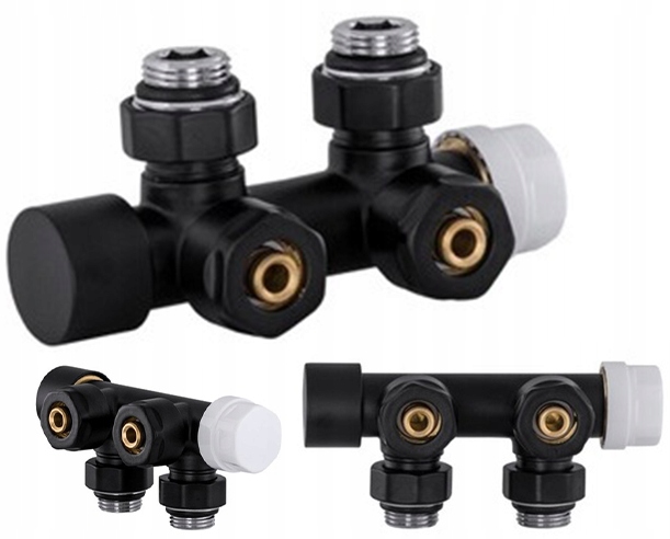 Mosadzný Ventil Pre Radiátor Pex Hlavica 1/2 Čierny Mat