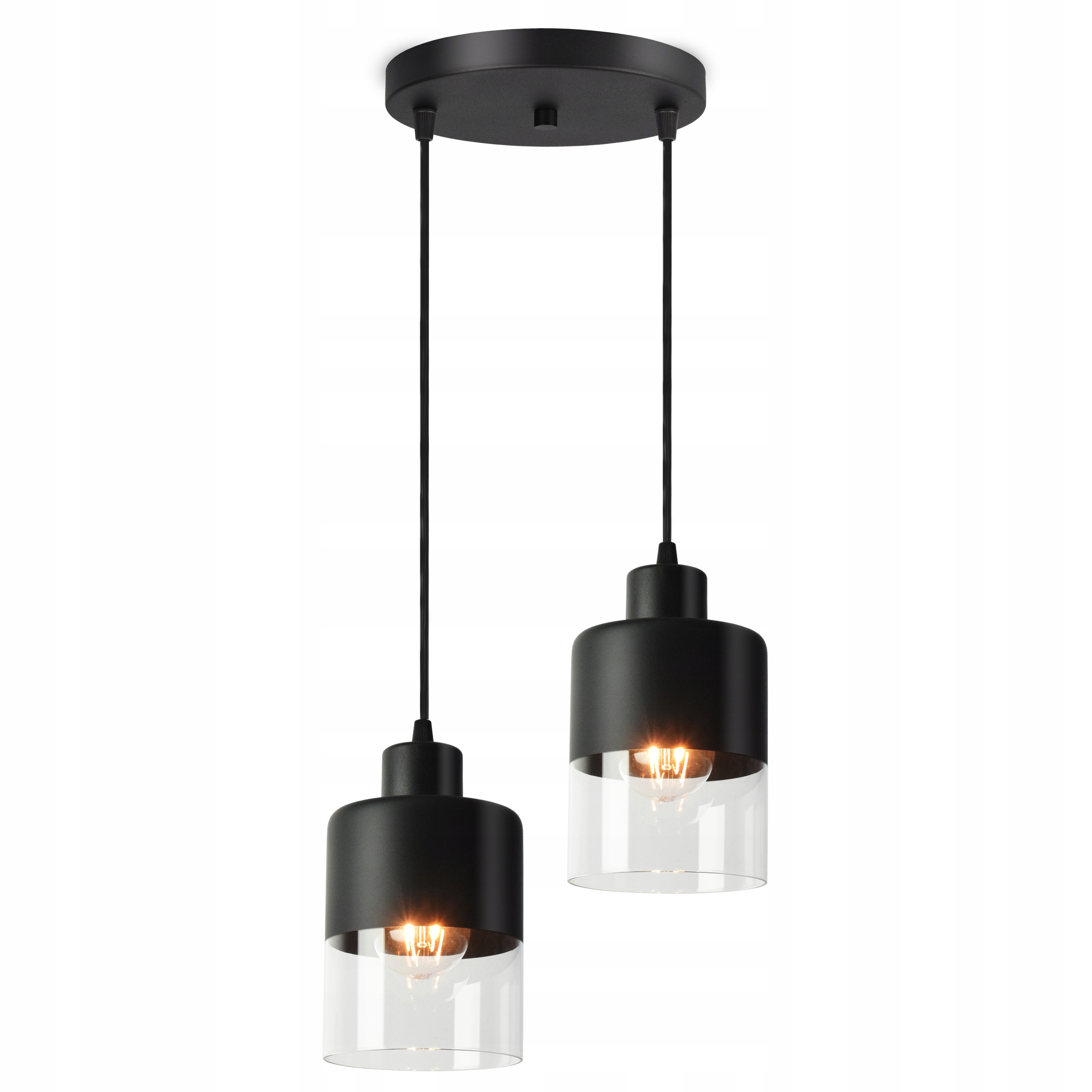 Závěsné Stropní Svítidlo Lustr Dual Glass 568-EZ2 Led E27 Black Edition