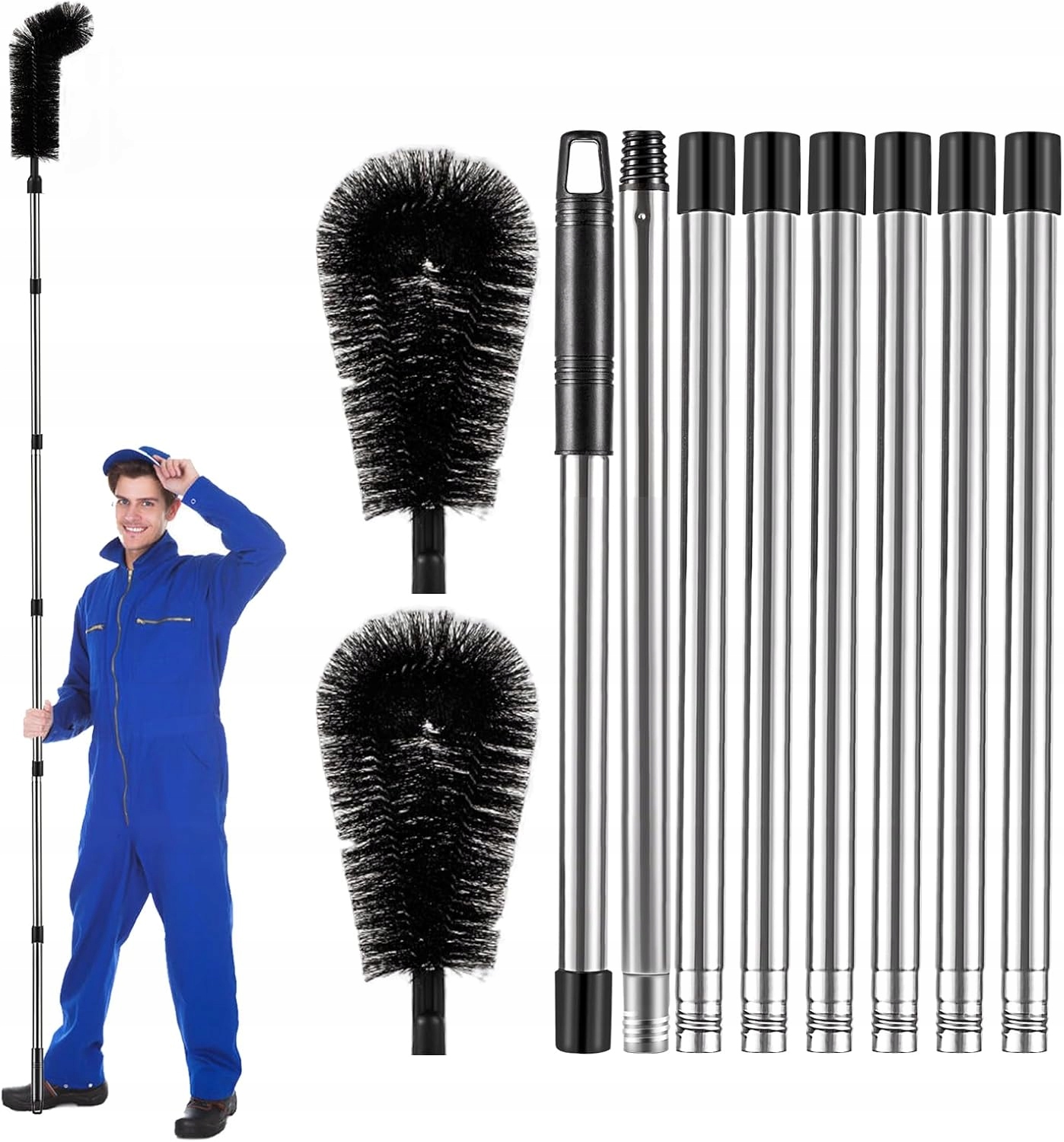 Levně Teleskopický Kartáč Na Čištění Dlouhá Rukojeť 310 CM Pevná Ocel