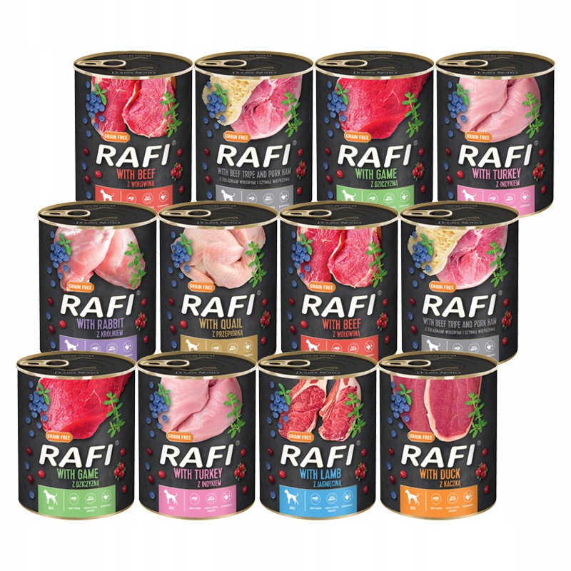 Rafi Mokra karma dla psa mix smaków zestaw 12 x 800 g