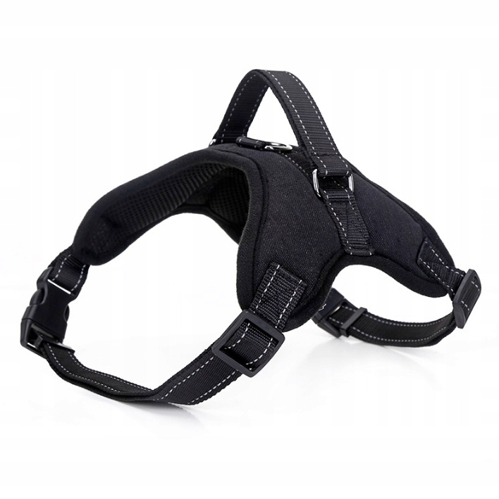 Levně Pohodlné Popruhy Pro Psa Nastavitelné, Prodyšné, S Reflexními Prvky, Černé