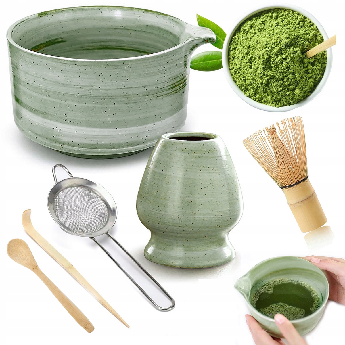 Levně Bambusová Sada Metliček, Štětec Na Čaj Matcha Pro Výrobu Matchy