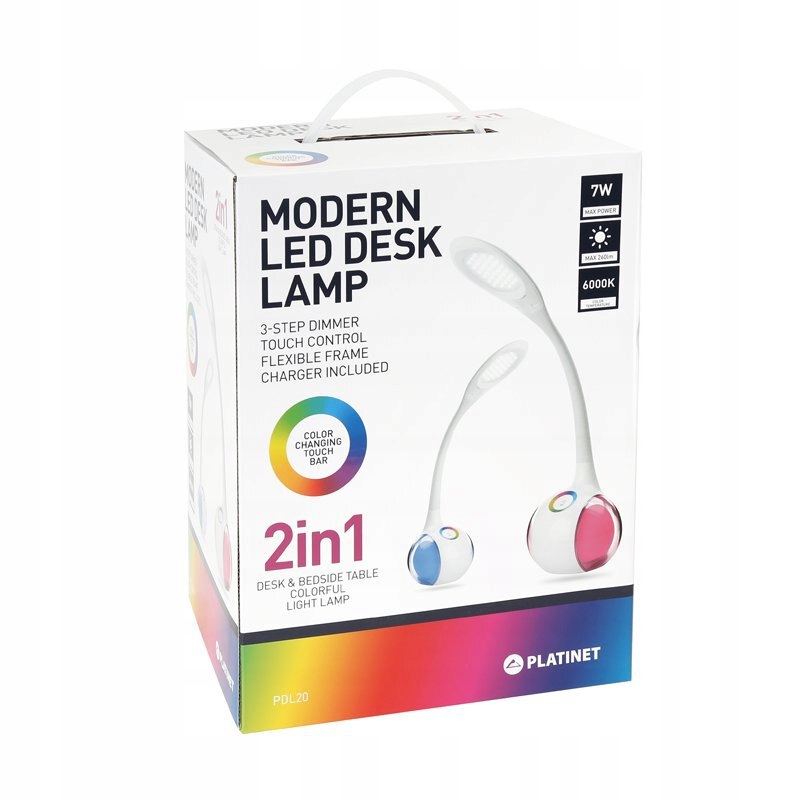 Lampka biurkowa ze zmieniającą KOLOR podstawą 7W Długość/wysokość 54 cm