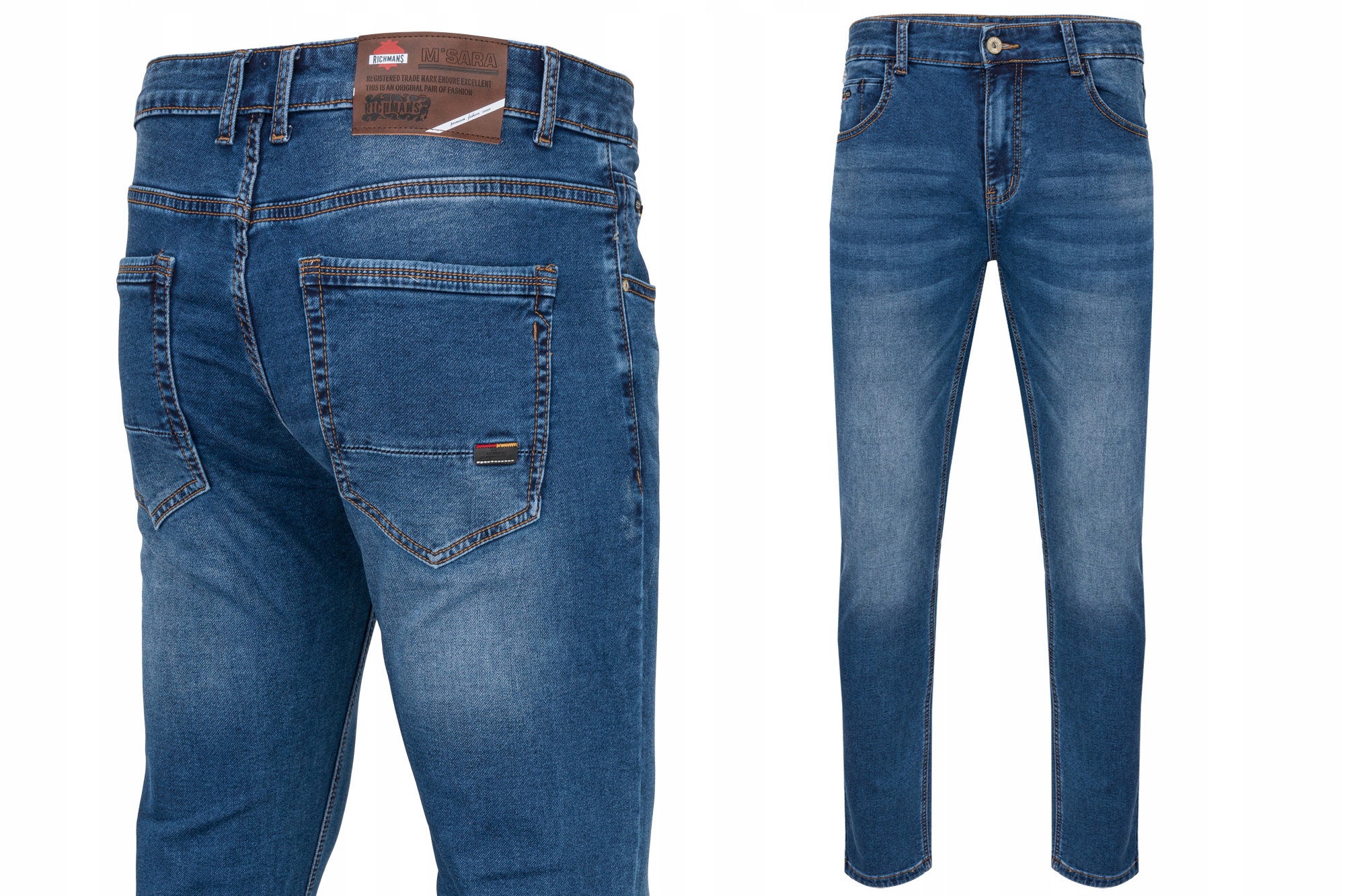 Pánské Džínové Kalhoty Modré, Přetíratelné, Hladké Kapsy Slim, Velikost 38/32