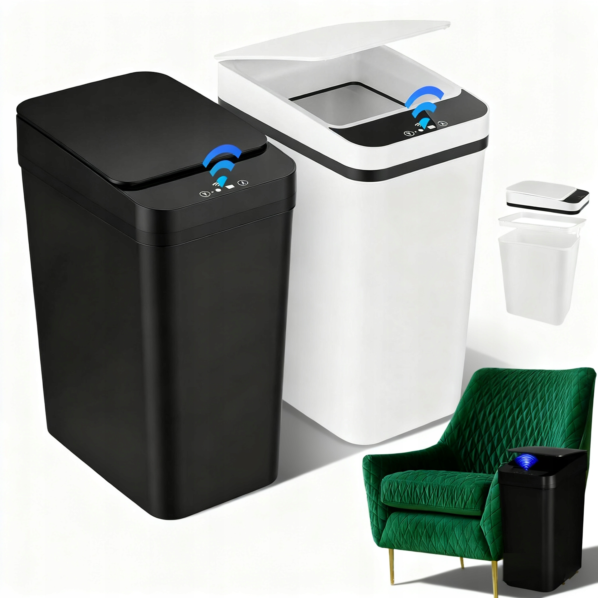 Levně 12L Odpadkový Koš Se Senzorem, 2 Ks, Trojitá Hermetická Detekce