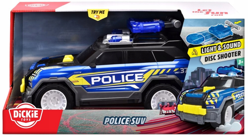 Samochód policyjny Radiowóz Światło Dźwięk Auto Policja Action Dickie Materiał plastik