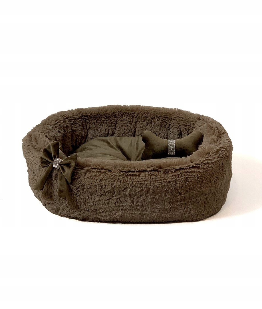 Levně Go Gift Mašlička hnědá L pelíšek pro zvířata 55 x 52 x 18 cm