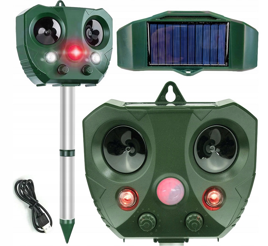 Odstrašovač Zvierat Pre Psov Vtákov Divokých 7v1 Solárny Nabíjací Kábel