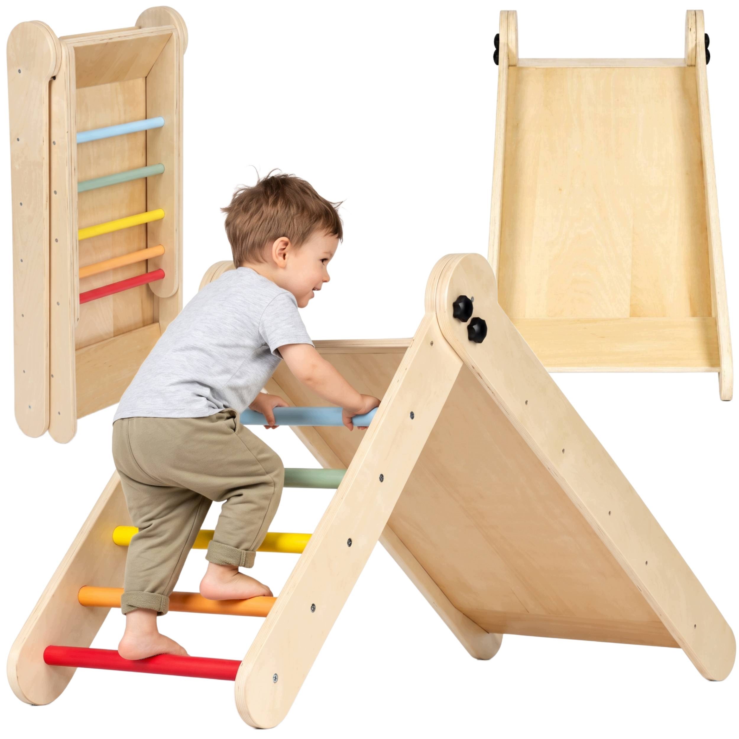 Drewniany Plac Zabaw Do Domu Zjeżdżalnia Z Drabinką Składana Montessori