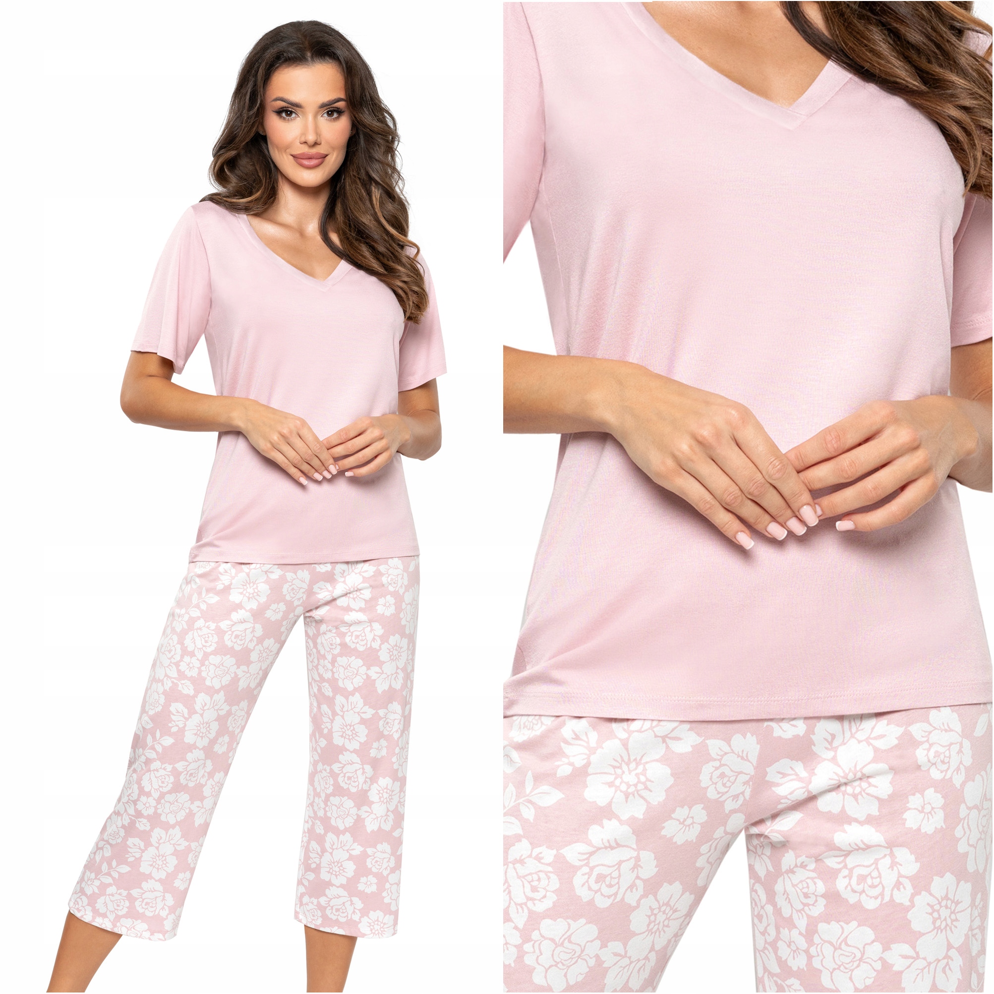 Piżama damska dwuczęściowa bawełniana spodnie 34 Donna Rosalia 3/4 XL