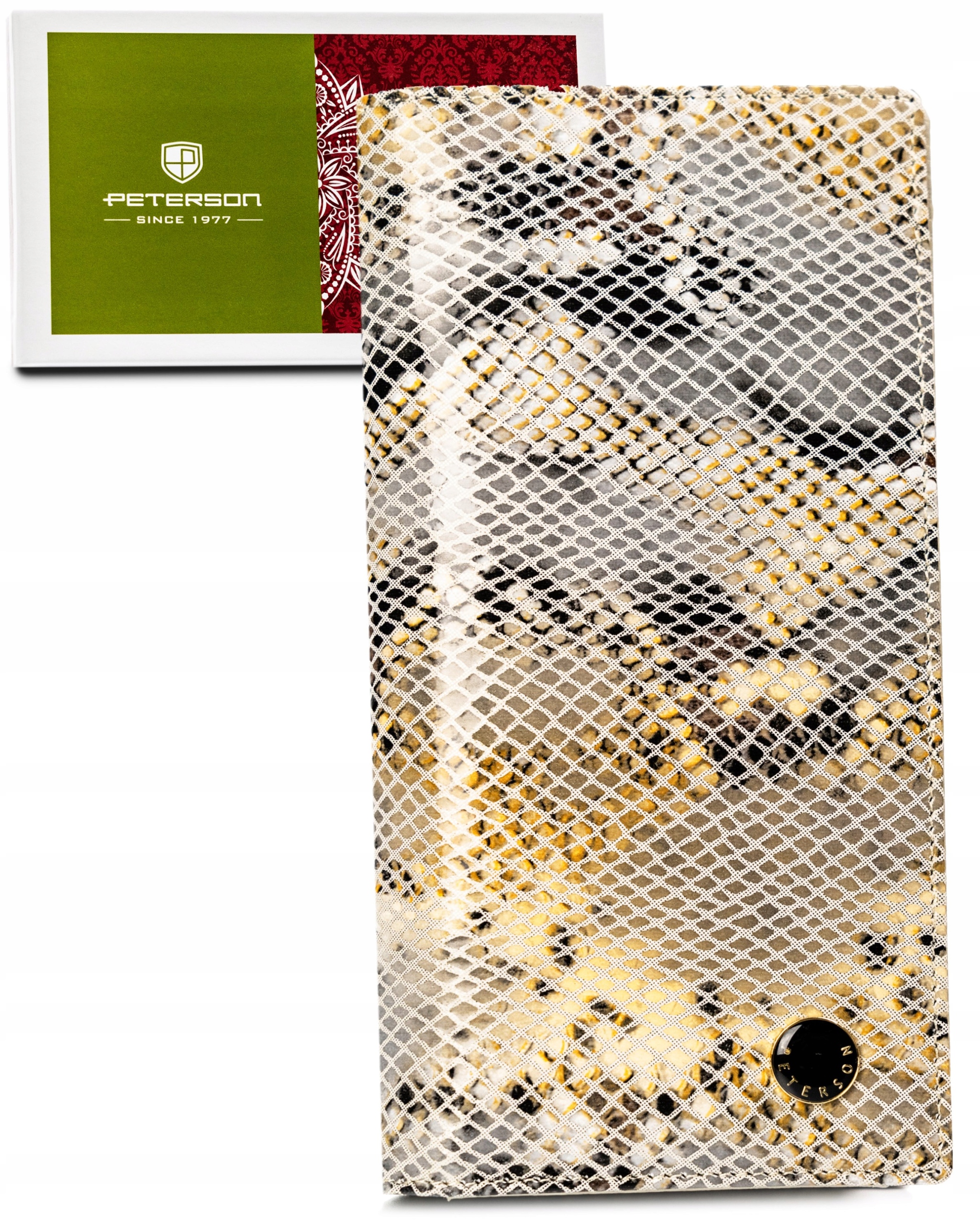 Portfel damski skórzany Rfid Peterson pojemny ze skóry naturalnej wzór węża