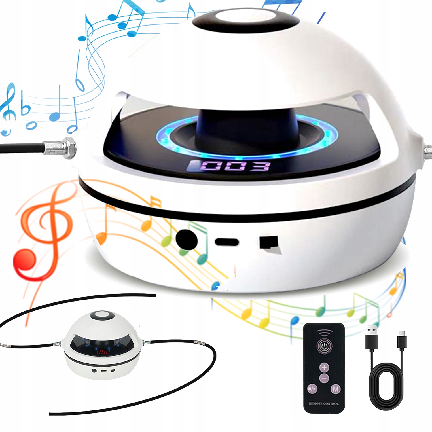Švihadlo Bluetooth Hudební Automatické Dítě 10 Rychlostí Dálkové Ovládání Bílé