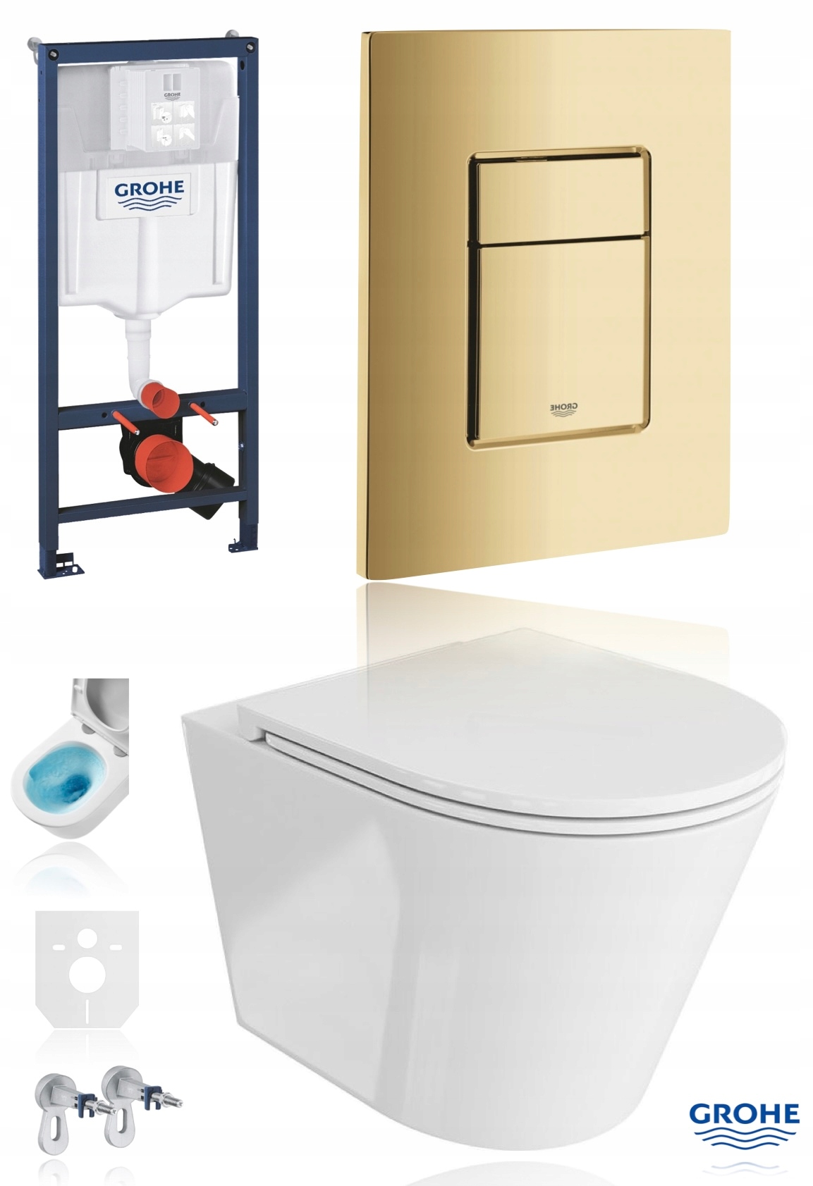 Grohe Solido stelaż Podtynkowy zestaw Miska Wirowa Wc Złoty Połysk 38732GL0