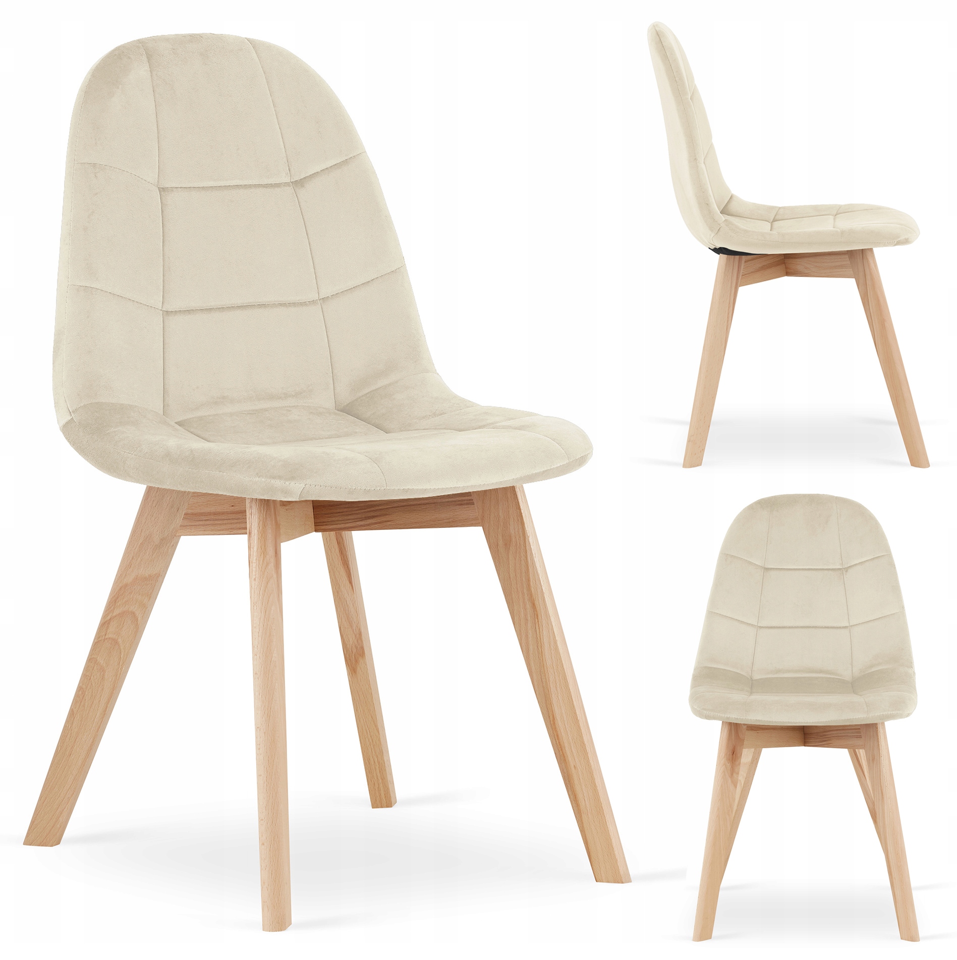 Krzesło Tapicerowane Welur Velvet Do Salonu Jadalni Welurowe Beżowe Alfa