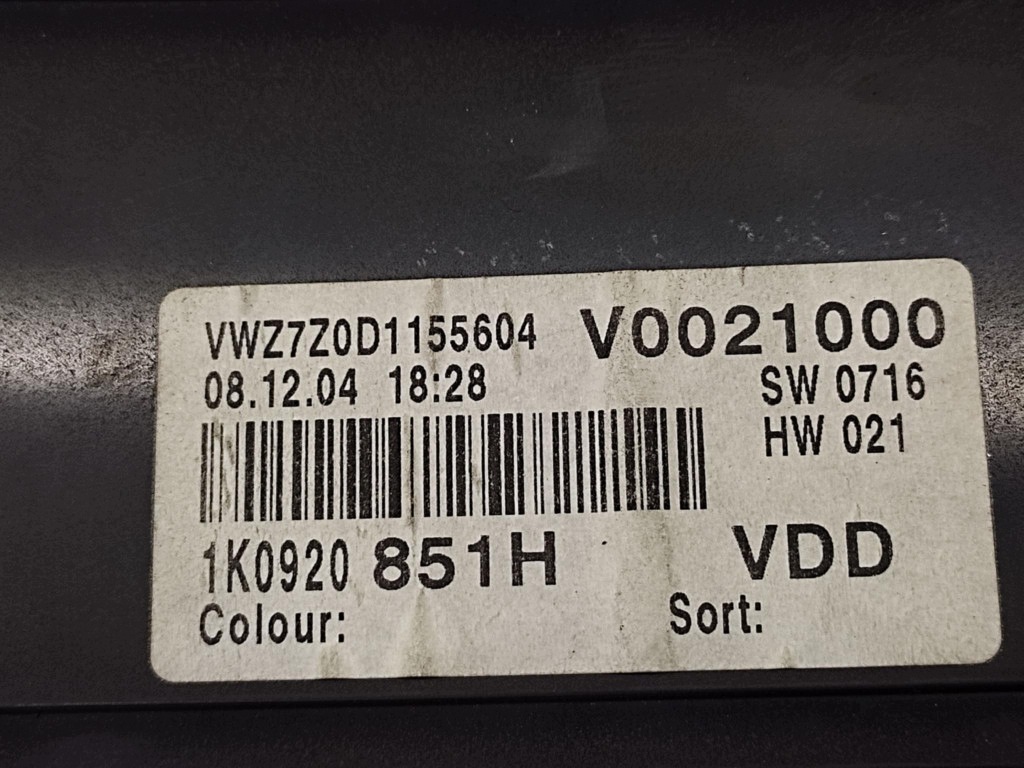 VW GOLF V dials 1K0920851H