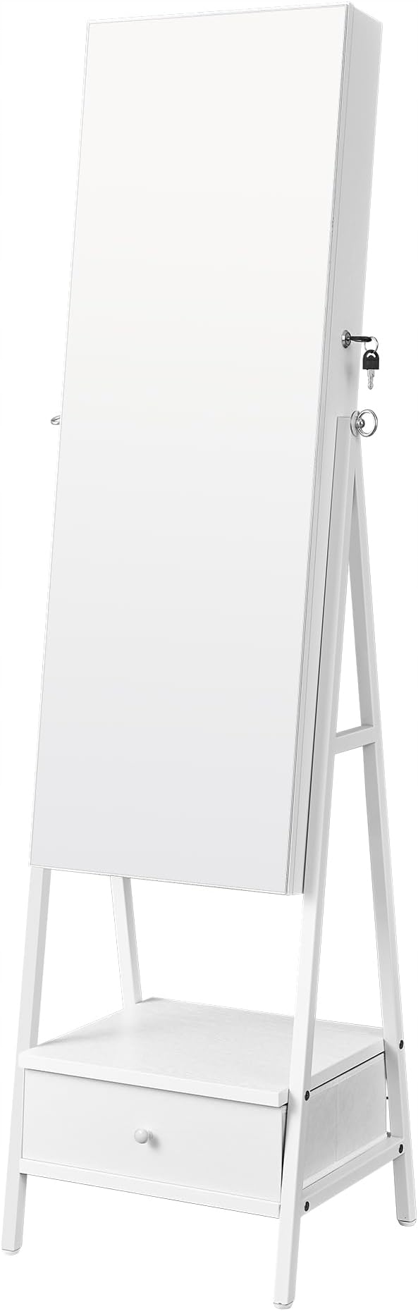Toaletka s Led zrkadlom 157 cm Skriňa na šperky na kľúč Songmics Biela