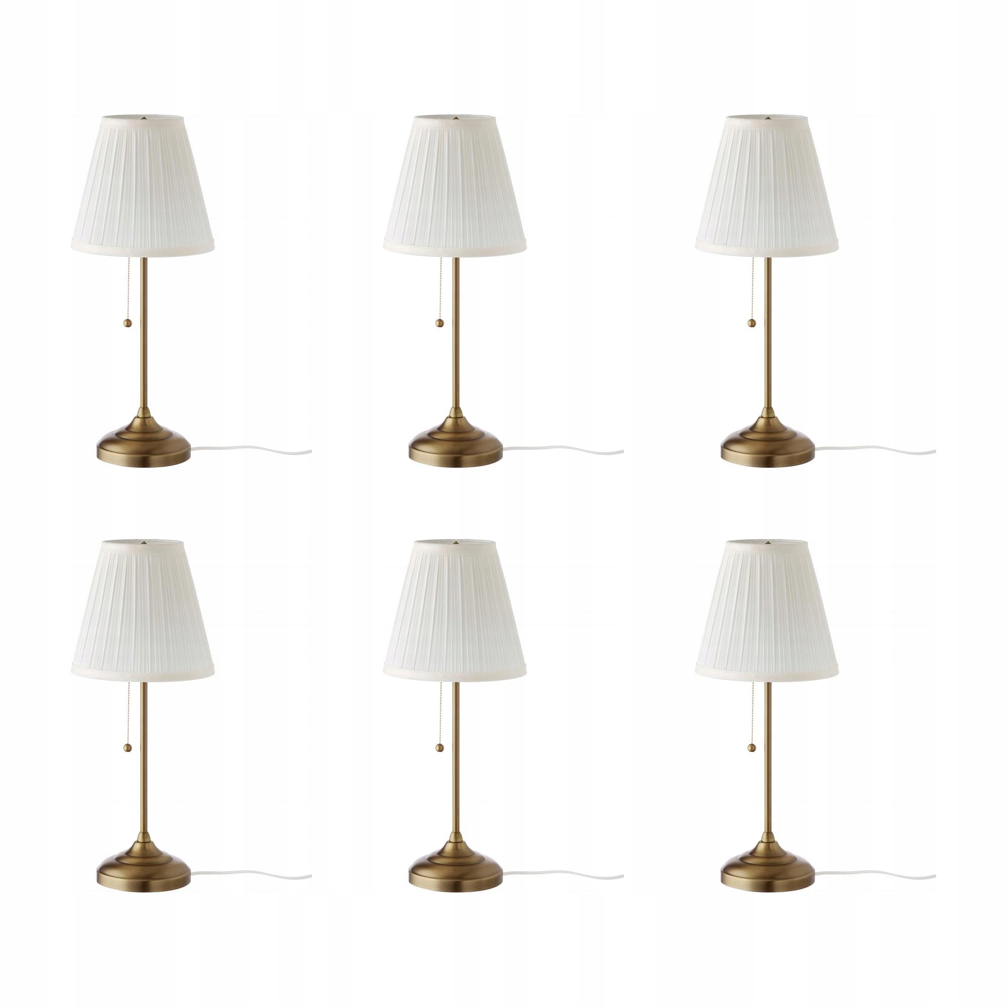 6 ks Stolní lampa Arstid mosaz bílá textilní stínidlo E27