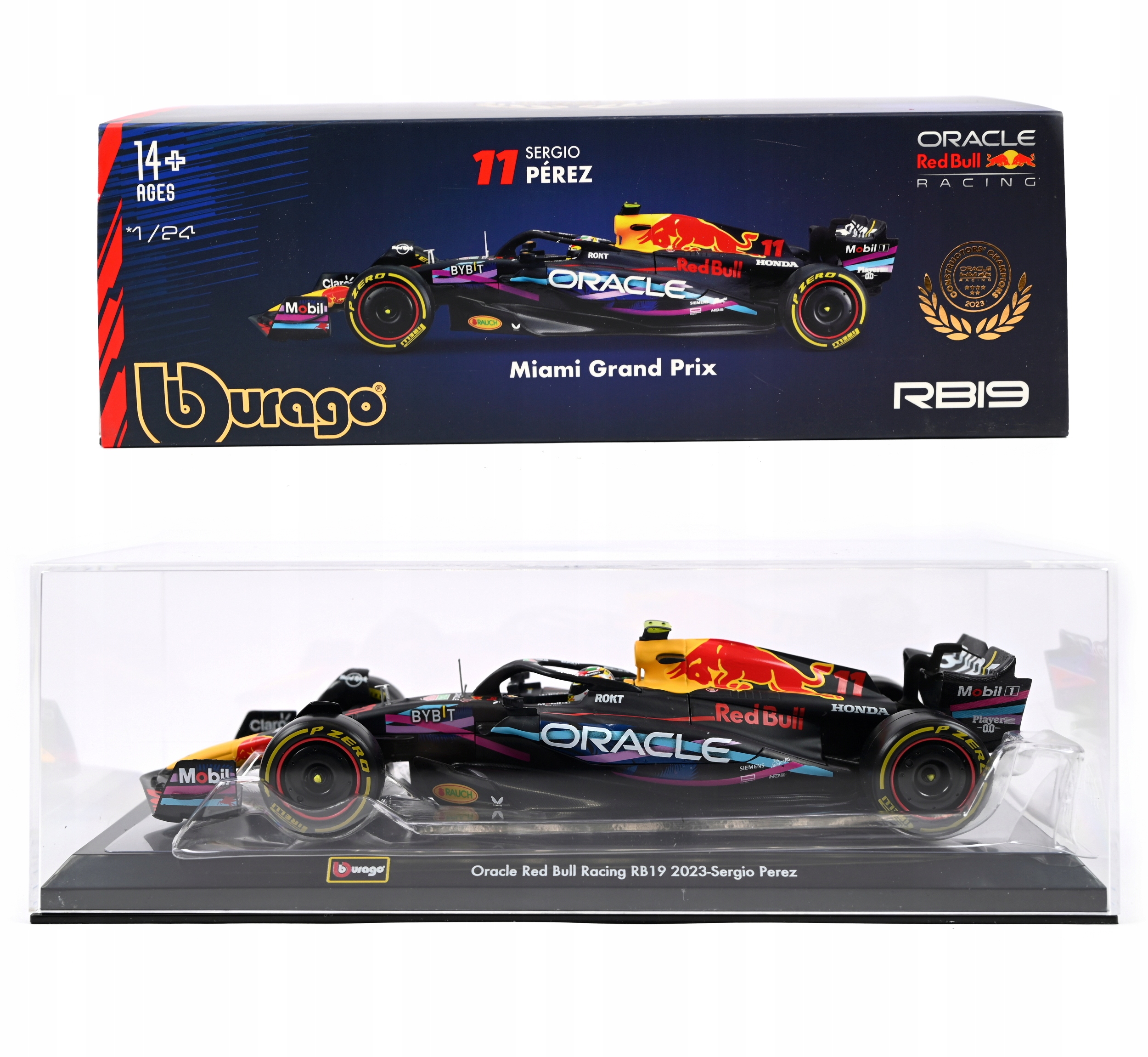 Bburago Formula F1 Oracle Red Bull RB19 Miami Livery Sergio Perez 1:24