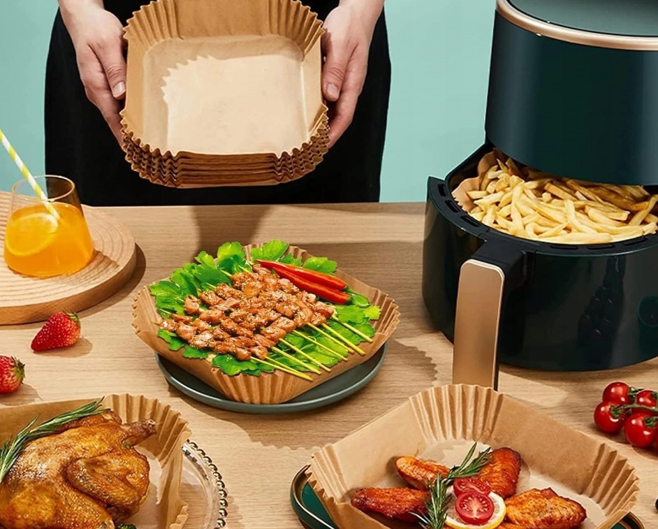 PAPIER DO FRYTKOWNICY PIECZENIA AIR FRYER DO PIEKARNIKA 20cm 150 SZTUK Długość 20 cm