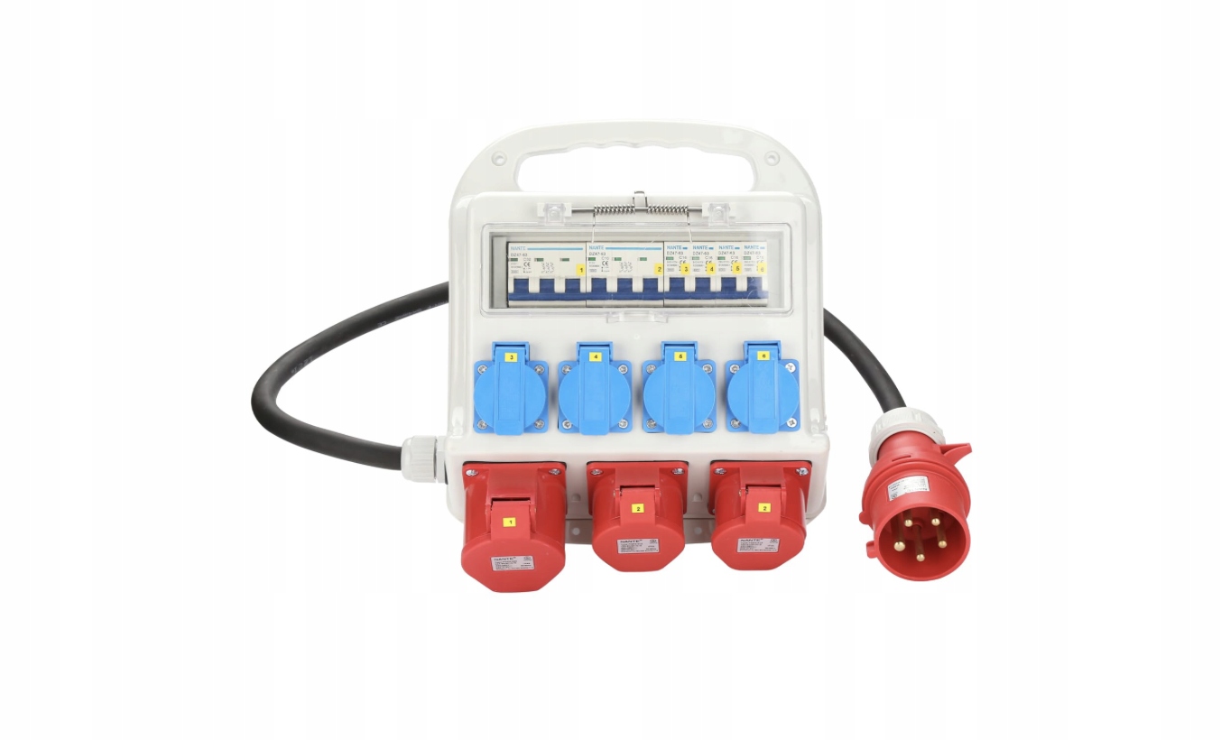 Rozdeľovač stavebného prúdu Nástenný rozdeľovač s káblom Pvc 1 m Cee 400 V