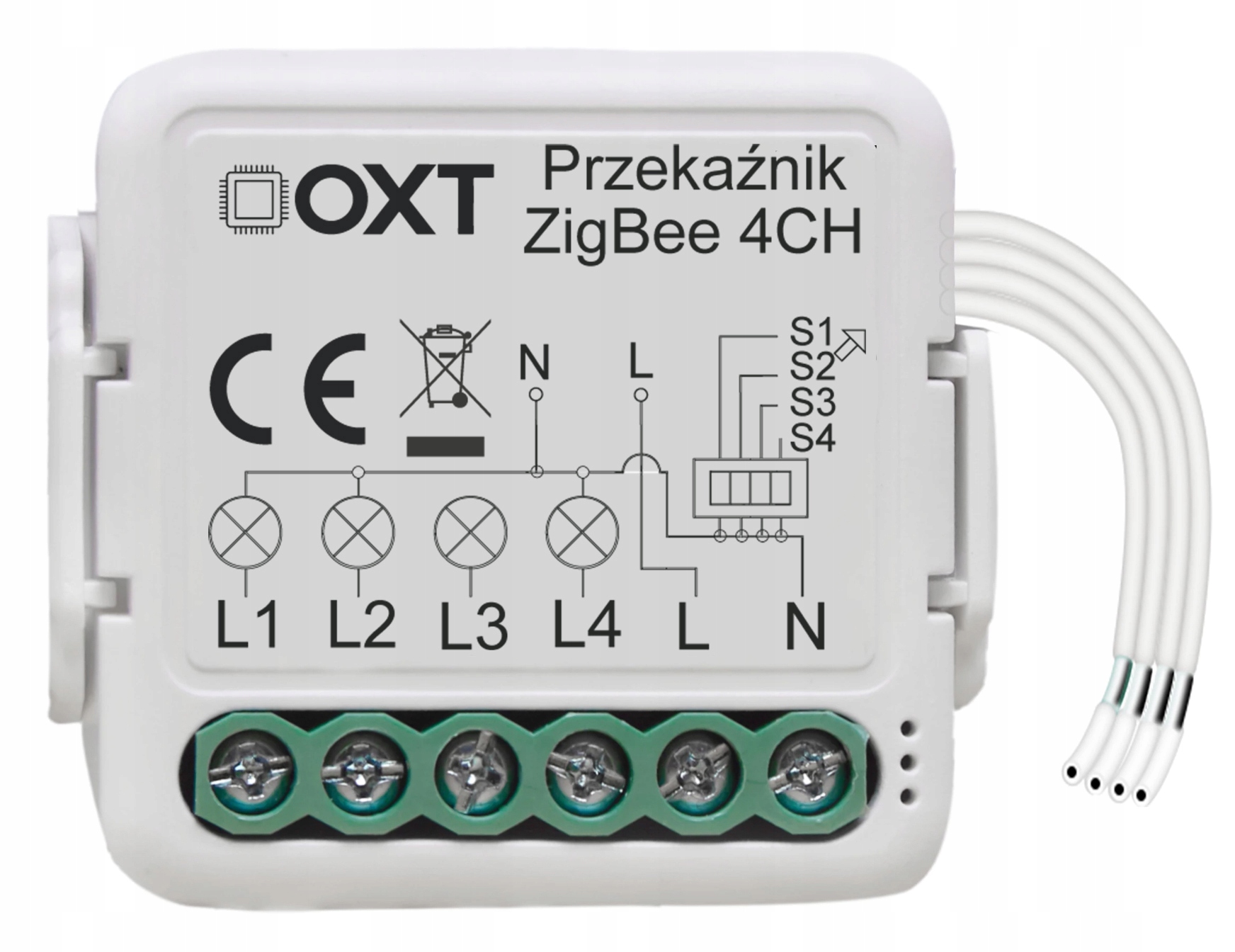 Oxt Mini Przekaźnik 4 Obwody ZigBee 4x2,5A Tuya Smart Life Zigbee2MQTT