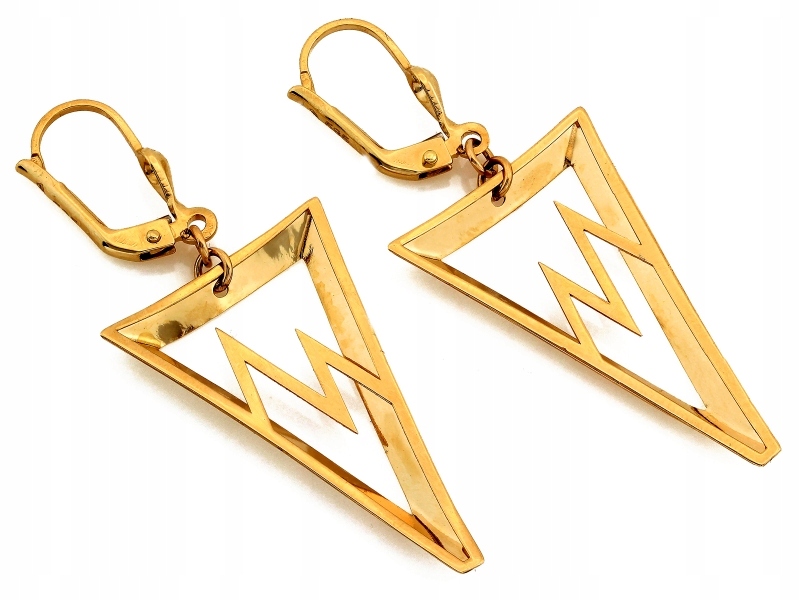 Náušnice zlaté dámské 585 závěsné trojúhelníky velké efektní módní pro ni